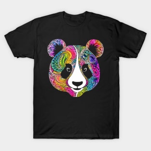 Colorful Zen Mandala Panda Bear Drawing T-Shirt